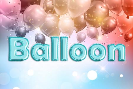 Cyan Foil Balloon Text Effect