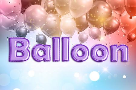 Purple Foil Balloon Text Effect