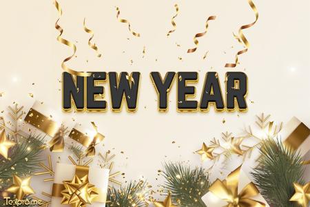 New Year celebration 3D gold text effect